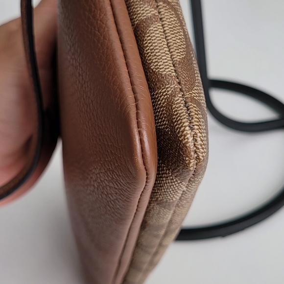 Coach Double Zip Wallet In Signature Canvas Refined Pebble Leather-Brown - Picture 8 of 12